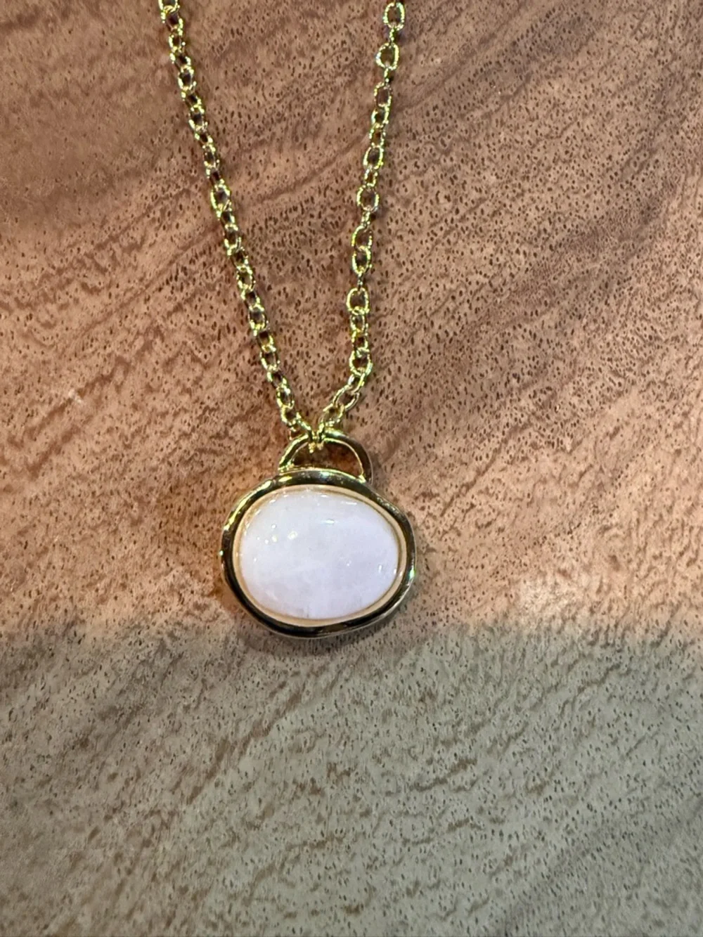 Anthropologie Minimalist Gold Pendant Layered Neckace blush moonstone - Picture 4 of 5